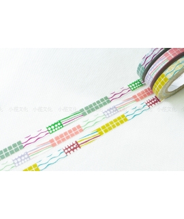 日本進口 倉敷意匠 關美穗子系列和紙膠帶 - 縞格子三色細版 ( 45322-07 )，8mm