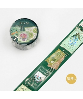 BGM Life-箔押 20mm 郵票系列 和紙膠帶 - 植物_綠色 ( BM-SPPO004 )