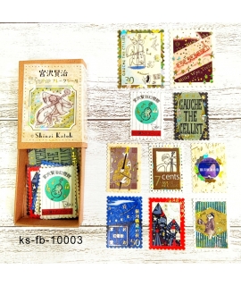 seal-do x 宮沢賢治 幻燈館系列 郵票造型 箔押貼紙 - 大提琴手高修/銀河鐵路之夜 ( ks-fb-10003 )